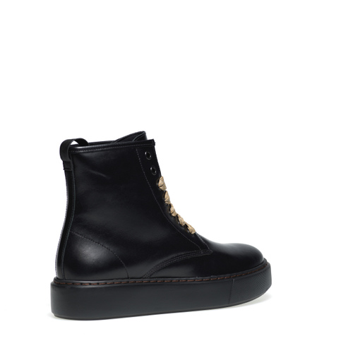 Leather combat boots with contrasting details - Frau Shoes | Official Online Shop