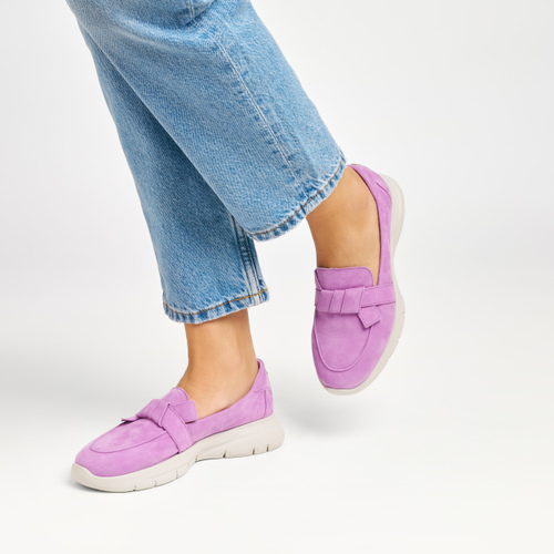 Extra-light suede slip-ons with saddle detail - Frau Shoes | Official Online Shop