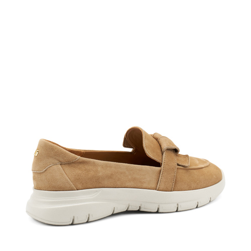 Extra-light suede slip-ons with saddle detail - Frau Shoes | Official Online Shop