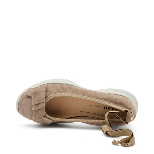 Extra-light suede ballet flats with saddle detail - Frau Shoes | Official Online Shop