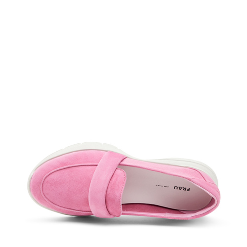 Extra-light suede slip-ons with saddle detail - Frau Shoes | Official Online Shop