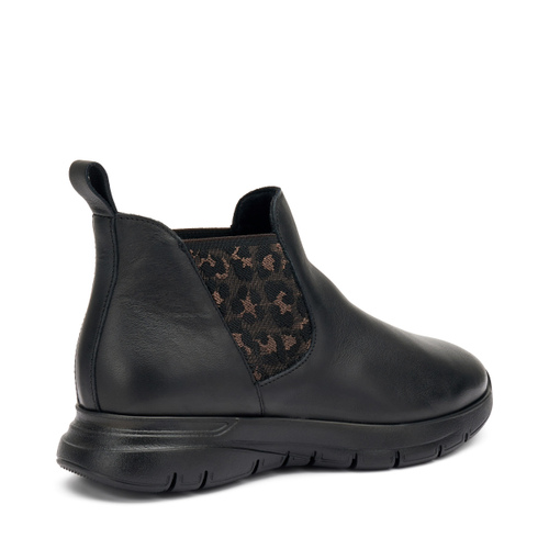 Comfort tech leather Chelsea boots with leo-print elastic - Frau Shoes | Official Online Shop
