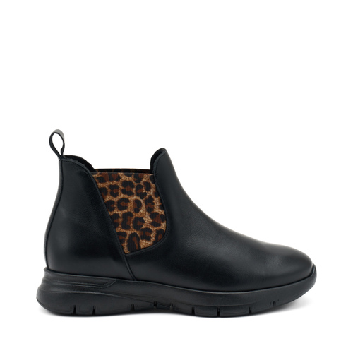 Sporty leather Chelsea boots with animal-print elastic - Frau Shoes | Official Online Shop