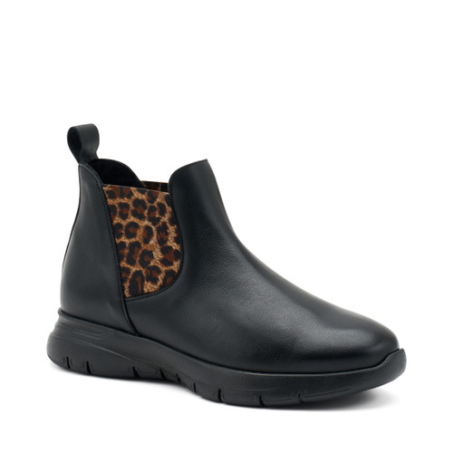 Sporty leather Chelsea boots with animal-print elastic - Frau Shoes | Official Online Shop