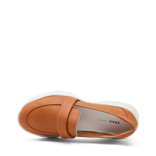 Extra-light leather slip-ons with saddle detail - Frau Shoes | Official Online Shop