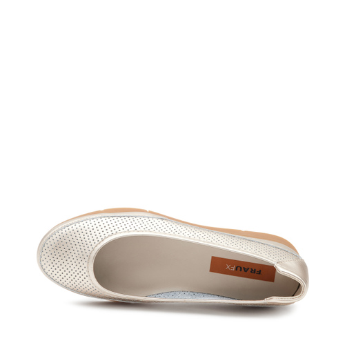 Comfortable perforated foiled leather ballet flats - Frau Shoes | Official Online Shop
