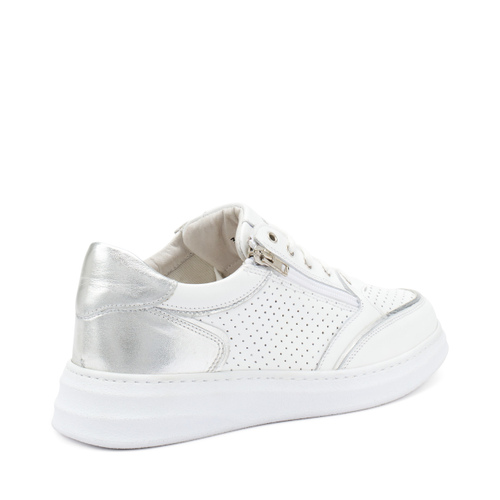 ComfortTech-Sneaker aus gestanztem Leder mit Reißverschluss - Frau Shoes | Official Online Shop