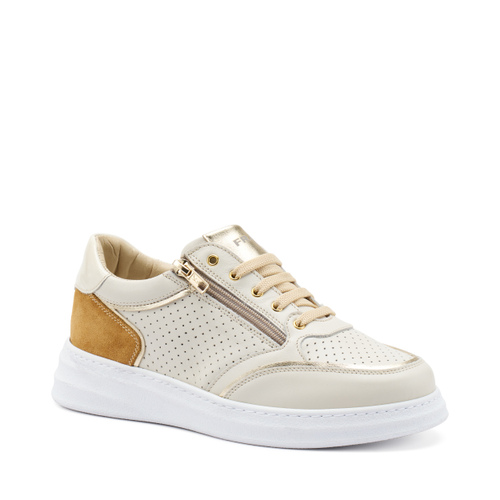 ComfortTech-Sneaker aus gestanztem Nubukleder mit Reißverschluss - Frau Shoes | Official Online Shop