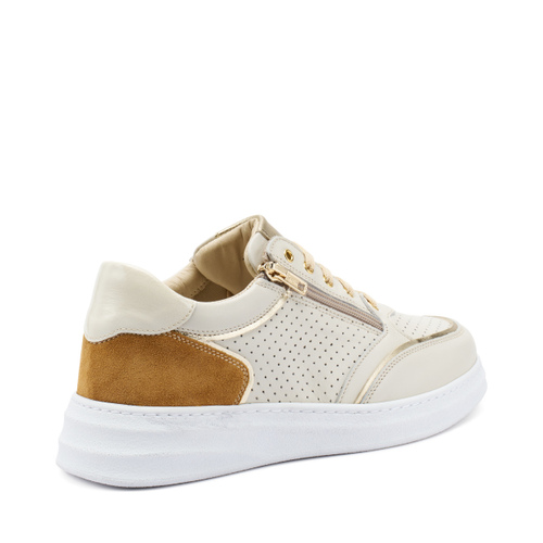 ComfortTech-Sneaker aus gestanztem Nubukleder mit Reißverschluss - Frau Shoes | Official Online Shop