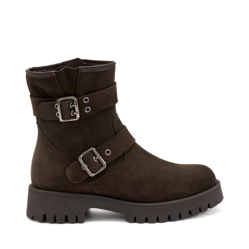 Nubuck ankle boots with buckles and lug sole - Frau Shoes | Official Online Shop