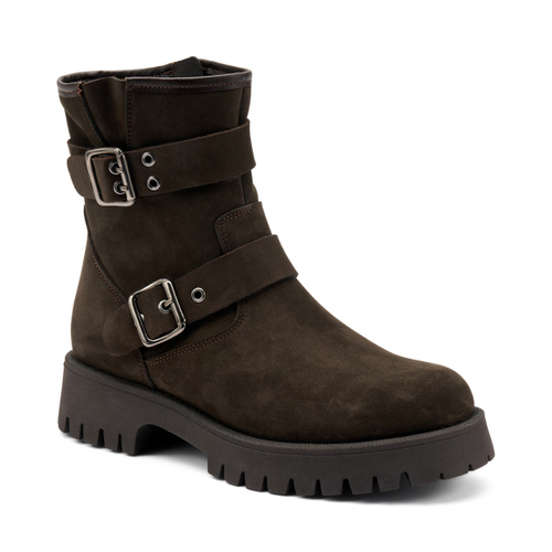 Nubuck ankle boots with buckles and lug sole - Frau Shoes | Official Online Shop