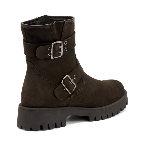 Nubuck ankle boots with buckles and lug sole - Frau Shoes | Official Online Shop