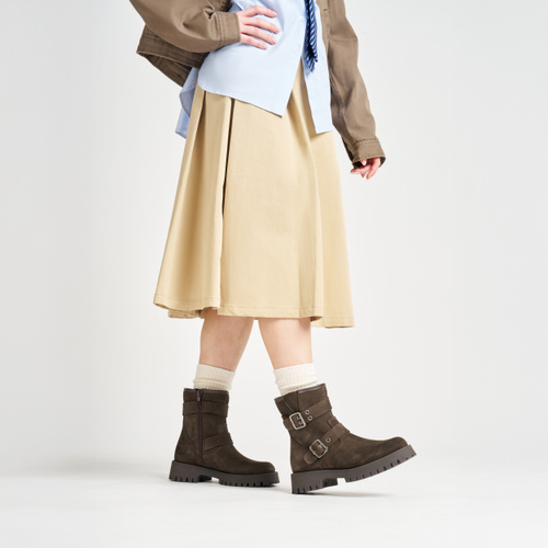 Nubuck ankle boots with buckles and lug sole - Frau Shoes | Official Online Shop