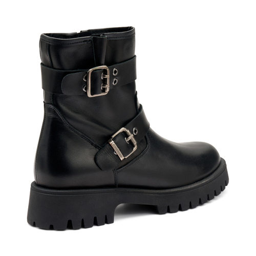 Leather ankle boots with buckles and lug sole - Frau Shoes | Official Online Shop