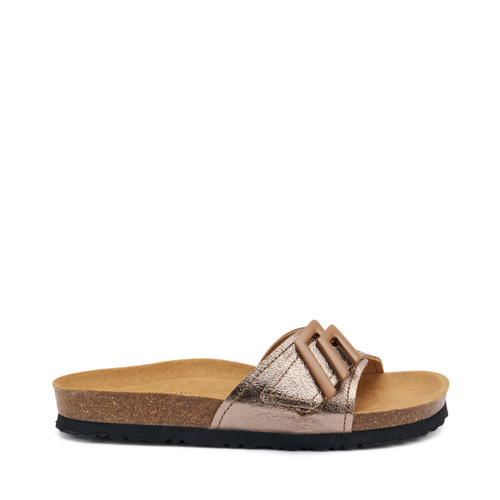 Metallic-Pantolette mit Logo - Frau Shoes | Official Online Shop