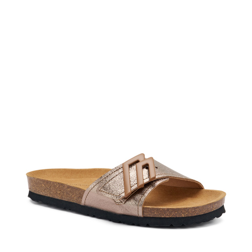 Metallic-Pantolette mit Logo - Frau Shoes | Official Online Shop