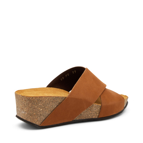 Ciabatta a incrocio in nabuk con zeppa - Frau Shoes | Official Online Shop