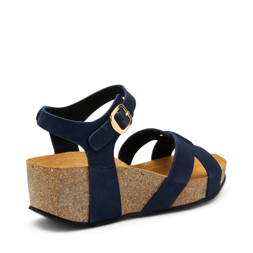 Sandale mit überkreuzten Riemen aus Nubuk mit Keilabsatz - Frau Shoes | Official Online Shop