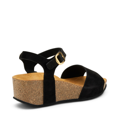 Sandale mit Riemen aus Nubuk mit Keilabsatz - Frau Shoes | Official Online Shop