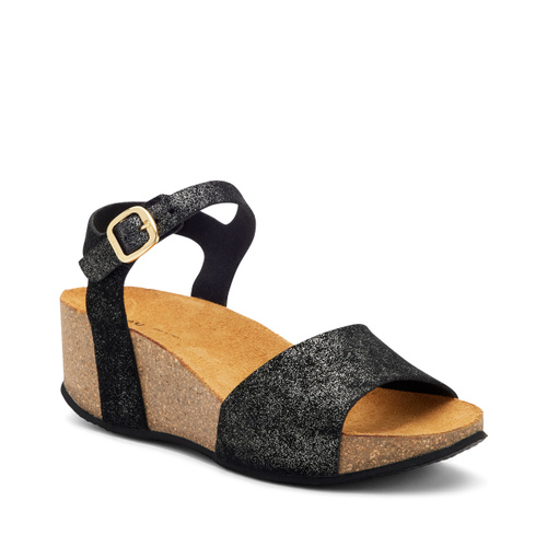 Glittery suede strap sandals with wedge - Frau Shoes | Official Online Shop