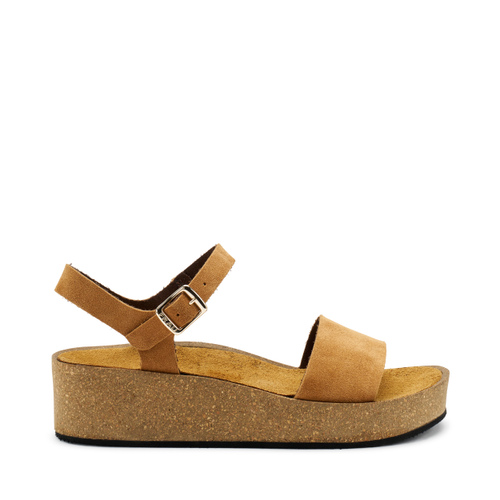 Plateau-Sandale mit Riemen aus Veloursleder - Frau Shoes | Official Online Shop