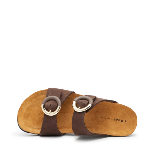 Nubuck double-strap sliders with two-tone buckles - Frau Shoes | Official Online Shop