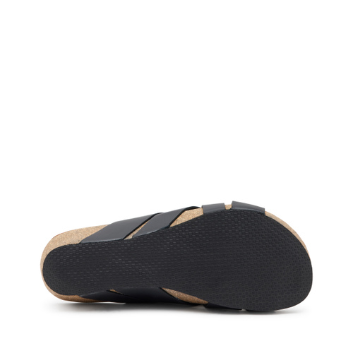 Leather sliders with crossover straps - Frau Shoes | Official Online Shop