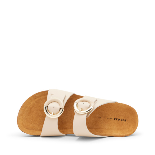 Leather double-strap sliders with two-tone buckles - Frau Shoes | Official Online Shop