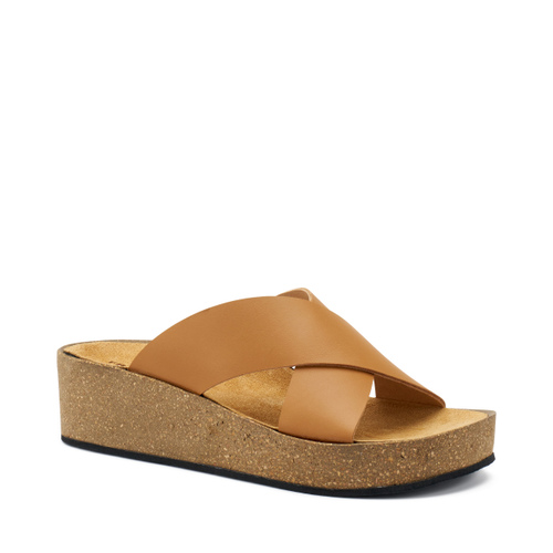 Pantolette mit überkreuzten Riemen aus Leder mit Keilabsatz - Frau Shoes | Official Online Shop