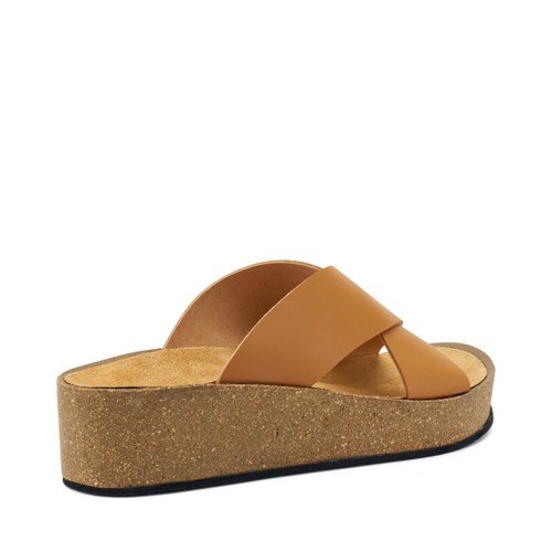 Pantolette mit überkreuzten Riemen aus Leder mit Keilabsatz - Frau Shoes | Official Online Shop