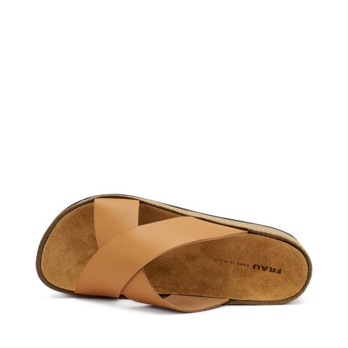 Pantolette mit überkreuzten Riemen aus Leder mit Keilabsatz - Frau Shoes | Official Online Shop