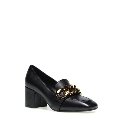 Square-toe loafers with heel and chain detail - Frau Shoes | Official Online Shop