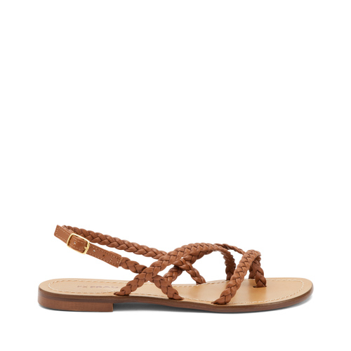 Woven leather thong sandals with straps - Frau Shoes | Official Online Shop