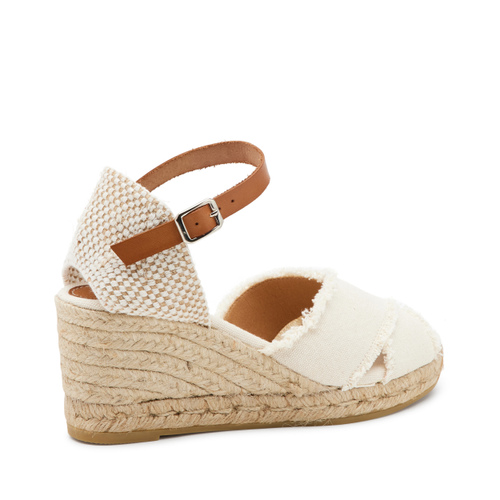 Sandalo a incrocio in canvas con zeppa in corda - Frau Shoes | Official Online Shop