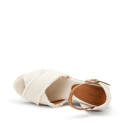 Sandalo a incrocio in canvas con zeppa in corda - Frau Shoes | Official Online Shop
