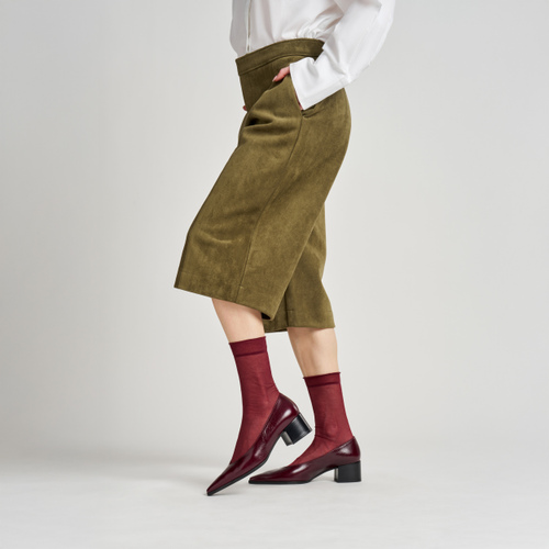 Almond-Cut pumps in shiny creased-effect leather - Frau Shoes | Official Online Shop