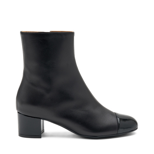 Stiefelette aus Leder mit Einsätzen aus Lackleder - Frau Shoes | Official Online Shop
