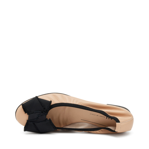 Leather ballet flats with fabric maxi-bow - Frau Shoes | Official Online Shop