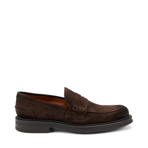 Antiqued-finish suede varsity loafers - Frau Shoes | Official Online Shop
