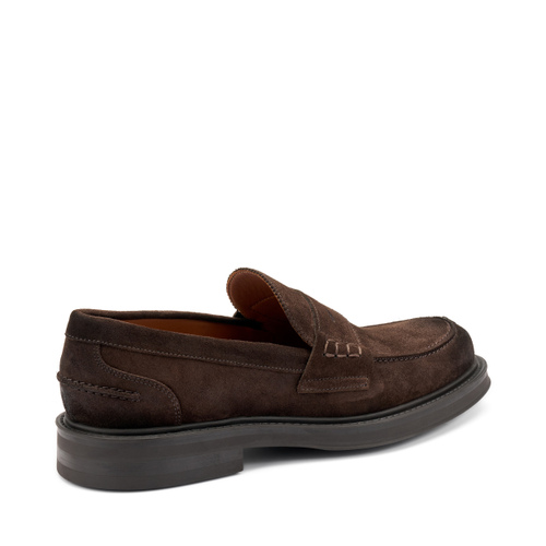 Antiqued-finish suede varsity loafers - Frau Shoes | Official Online Shop
