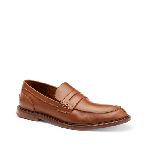 Ragged-look leather loafers with leather sole - Frau Shoes | Official Online Shop