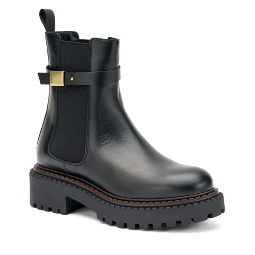 Leather Chelsea boots with strap and double welt sole - Frau Shoes | Official Online Shop