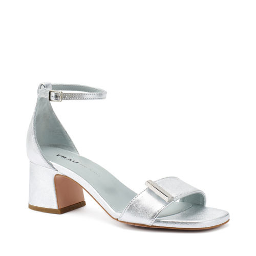 Sandale aus laminiertem Leder mit Absatz - Frau Shoes | Official Online Shop