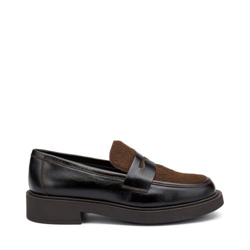 Ponyhair-effect leather lace-ups - Frau Shoes | Official Online Shop