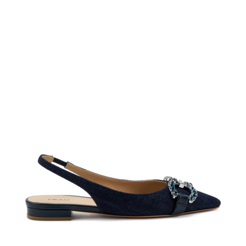 Denim slingbacks with bejewelled accessory - Frau Shoes | Official Online Shop