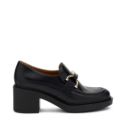 Leather loafers with clasp detail and 5-cm heel - Frau Shoes | Official Online Shop
