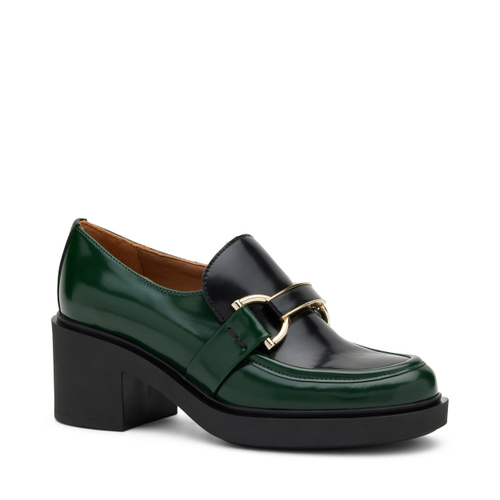Zweifarbiger Mokassin aus Leder mit Absatz - Frau Shoes | Official Online Shop