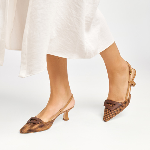 Raffia slingback heels with accessory - Frau Shoes | Official Online Shop