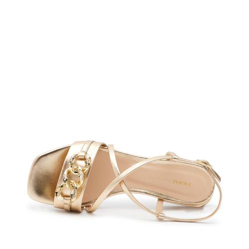 Foiled leather sandals with bejewelled appliqué - Frau Shoes | Official Online Shop
