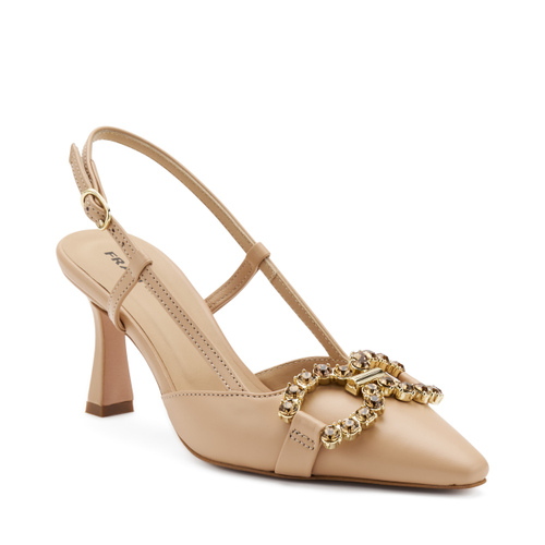 High-heeled bejewelled leather slingbacks - Frau Shoes | Official Online Shop